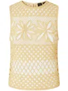 Pinko Fantasy Net Crochet Floral Top Keyhole