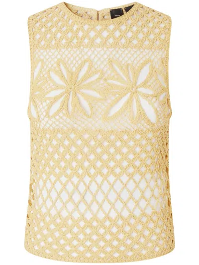 PINKO PINKO DELICATE CROCHET TOP WITH FLORAL MOTIFS