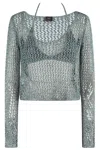 Pinko Denalo Maglia Nesh Openwork In Ssz Mult Verde Bianco