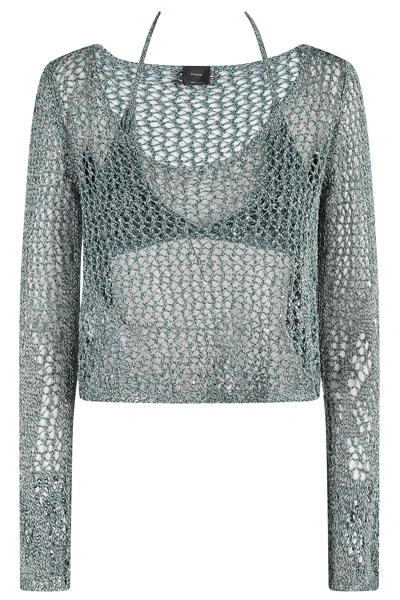 Pinko Denalo Maglia Nesh Openwork In Green