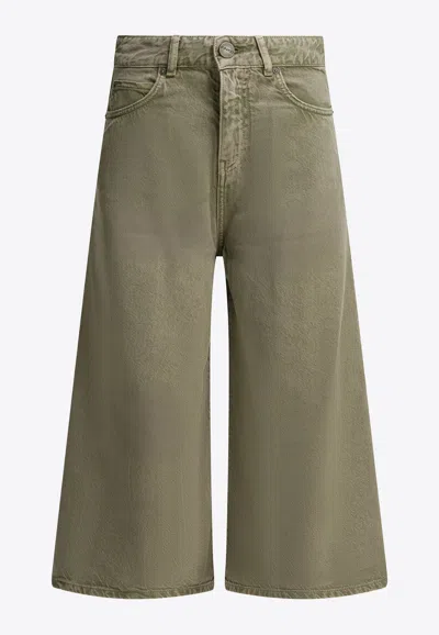 Pinko Denim Bermuda Shorts In Green