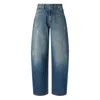 Pinko Blue Jeans With Belt Loops And Distressed Effect In Denim Woman In Blue