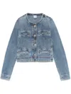 Pinko Blue Cropped Jacket With Patch Pockets On The Front In Blue