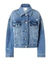 Pinko Denim Jacket Distressed Flap Pockets In Blue