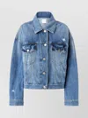 Pinko Denim Jacket Distressed Flap Pockets