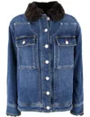 Pinko Denim Jacket With Faux Fur Collar