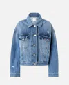 Pinko Denim Jacket Distressed Flap Pockets In Vintage Wash