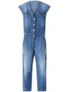 Pinko Denim Jumpsuit With Belt Loops And Pockets In Blue