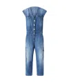 Pinko Denim Jumpsuit With Belt Loops And Pockets In Blue