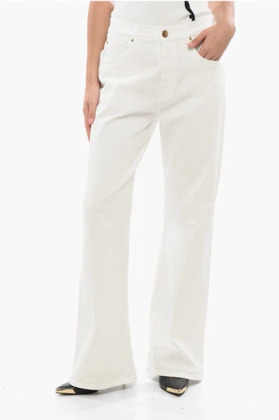 PINKO DENIM LIGHT WASH WANDA FLARED JEANS WITH GOLDEN-EFFECT BUTTO