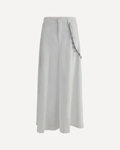 Pinko Denim Long Skirt In White