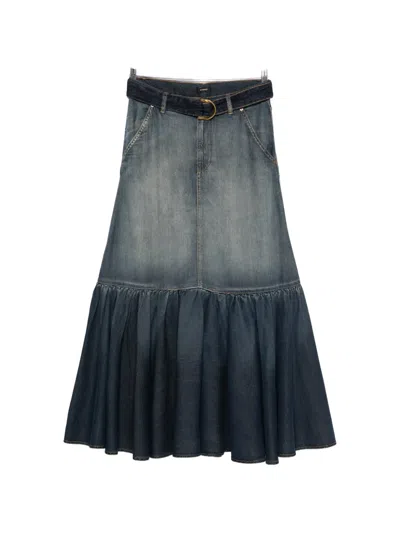 Pinko Denim Maxi Skirt In Blue