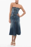 Pinko Denim Mermaid Dress With Golden-effect Buttons