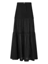 Pinko Long Skirt In Canvas And Cotton Voile