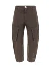 Pinko Solid Color Charango Cargo Jeans With Silver-tone Button 17c In Marrone - Caffe'