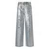 Pinko Lauryn Loose Coated Jeans In Laminated Silver In Metallic