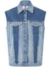 Pinko Sleeveless Denim Jacket With Mini Studs In Blau