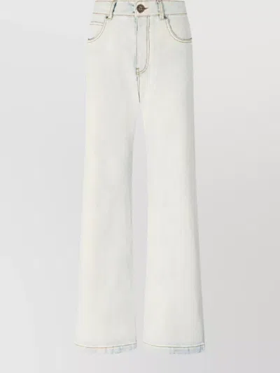 Pinko Denim Straight-leg Trousers In Gray