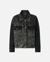 Pinko Stonewashed Embellished Denim Jacket In Black