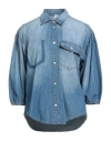 Pinko Denim Woman Denim Shirt Blue Size 8 Cotton In Blue