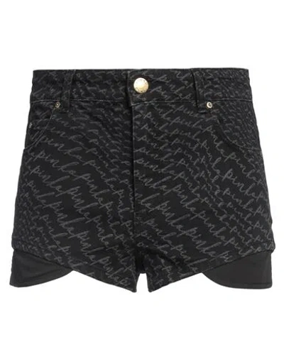 PINKO PINKO DENIM WOMAN DENIM SHORTS BLACK SIZE 31 COTTON, LYOCELL