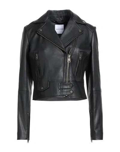 Pinko Denim Woman Jacket Black Size 8 Sheepskin