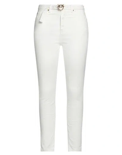 PINKO PINKO DENIM WOMAN JEANS WHITE SIZE 30 COTTON, ELASTANE