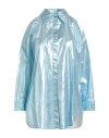 Pinko Denim Woman Shirt Azure Size 4 Cotton In Blue