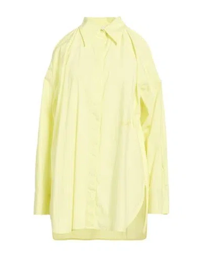 Pinko Denim Woman Shirt Lime Green Size 10 Cotton In Yellow