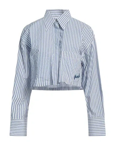 Pinko Denim Woman Shirt Navy Size 8 Cotton, Polyamide In Blue