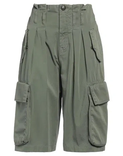 Pinko Denim Woman Shorts & Bermuda Shorts Military Green Size 8 Cotton