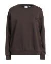 Pinko Denim Woman Sweatshirt Dark Brown Size Xs Cotton, Elastane In Brown
