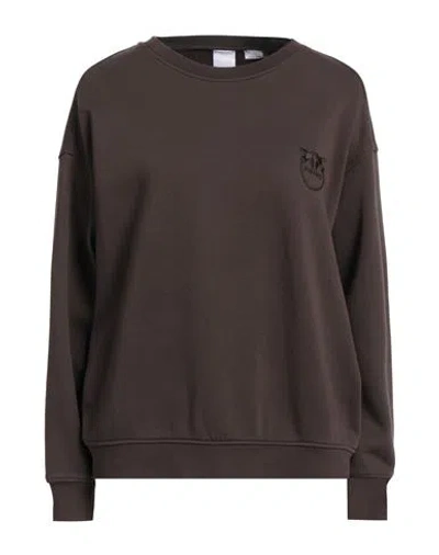 Pinko Denim Woman Sweatshirt Dark Brown Size Xs Cotton, Elastane