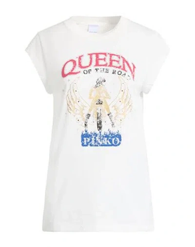 Pinko Denim Woman T-shirt Off White Size S Cotton, Glass
