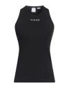 Pinko Crewneck Logo Ribbed Sleeveless Top In Black