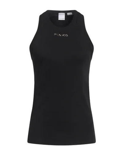 PINKO PINKO DENIM WOMAN TANK TOP BLACK SIZE M COTTON, ELASTANE