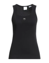 Pinko Denim Woman Tank Top Black Size M Cotton, Elastane