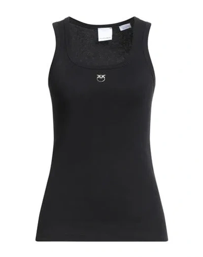 Pinko Denim Woman Tank Top Black Size M Cotton, Elastane