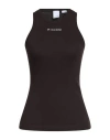 Pinko Denim Woman Tank Top Dark Brown Size S Cotton, Elastane In Brown