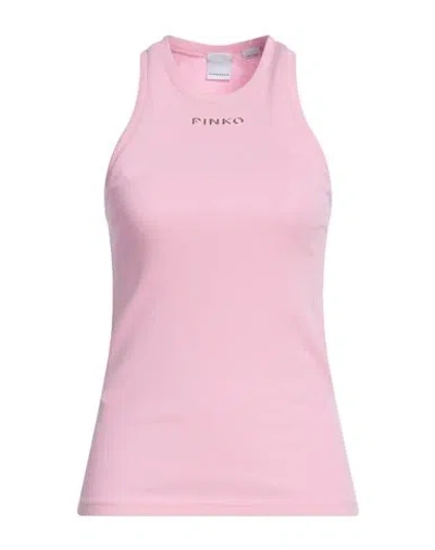 Pinko Denim Woman Tank Top Pink Size S Cotton, Elastane In Pink