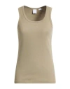 Pinko Denim Woman Tank Top Sage Green Size M Cotton, Elastane In Neutral