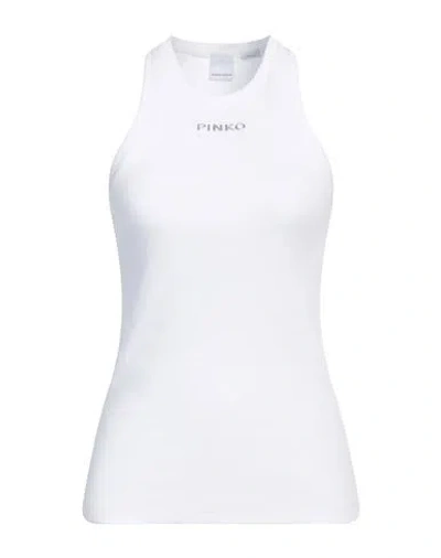 PINKO PINKO DENIM WOMAN TANK TOP WHITE SIZE L COTTON, ELASTANE