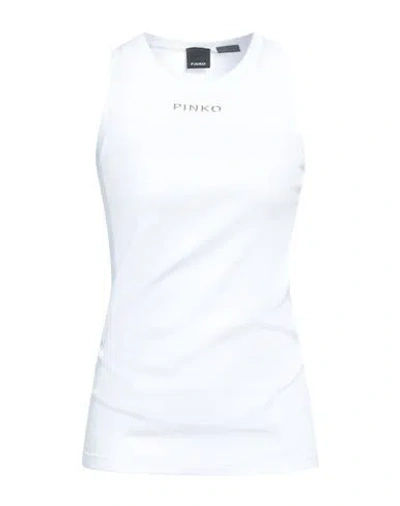 Pinko Denim Woman Tank Top White Size M Cotton, Elastane