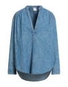 Pinko Denim Woman Top Blue Size 6 Cotton In Blue