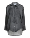 Pinko Denim Woman Top Charcoal Size L Viscose In Gray