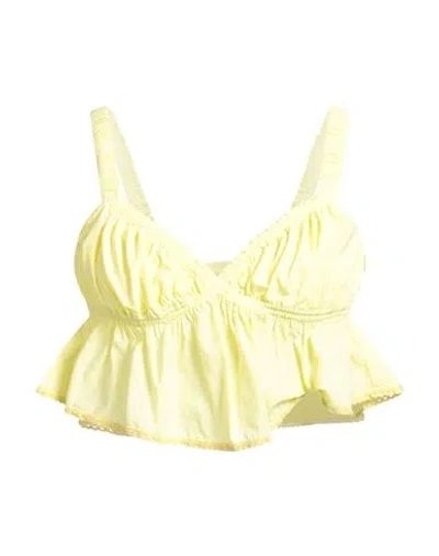 Pinko Denim Woman Top Pastel Yellow Size 4 Cotton