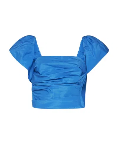 Pinko Detachable-sleeve Ruched Top In Blue