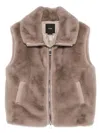 Pinko High Collar Faux Fur Vest In Beige In Beige
