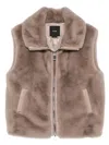 Pinko High Collar Faux Fur Vest In Beige In Neutral