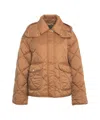 Pinko Diamond Quilted Jacket With High Collar In Brown